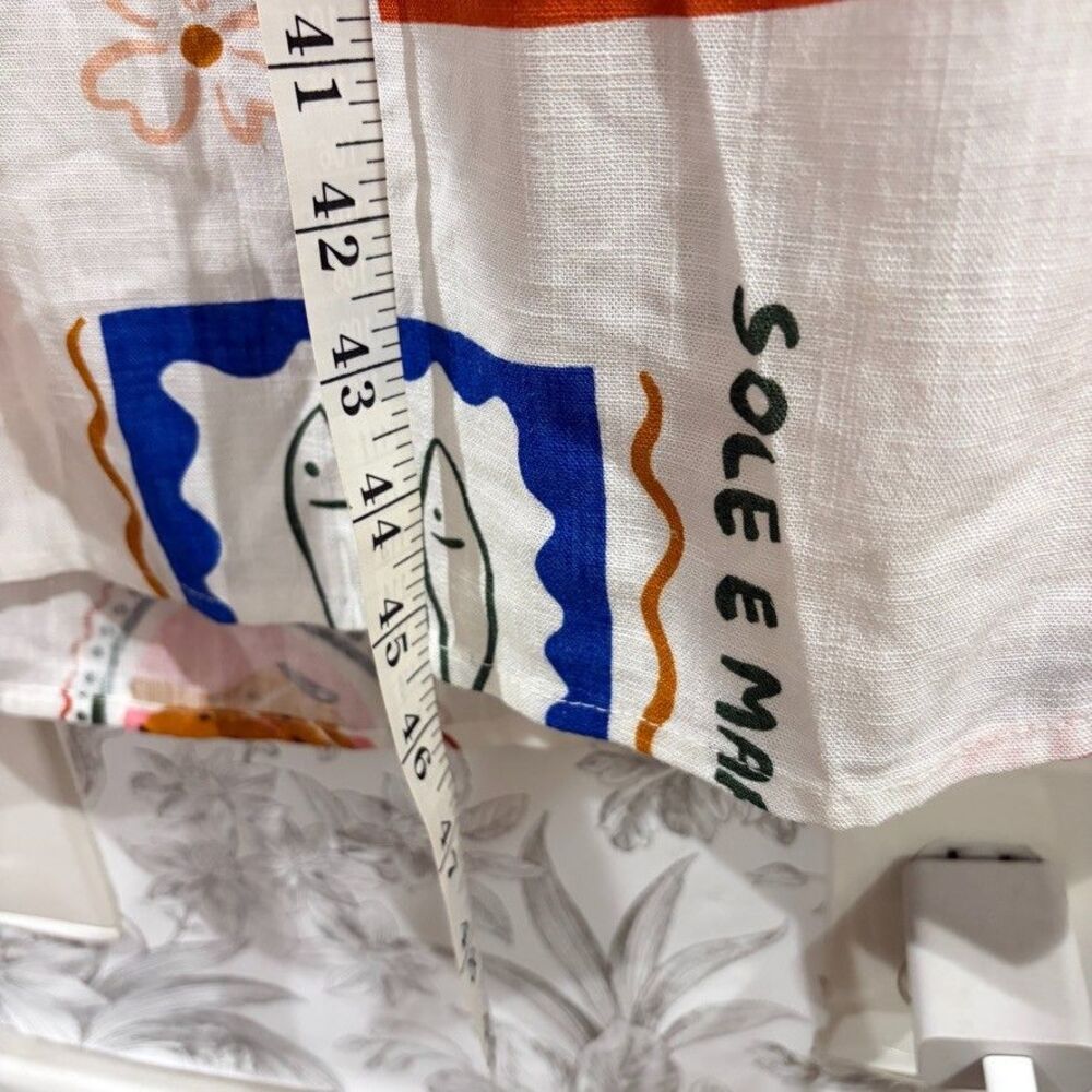 Paper Heart Dress Women XS Maxi Strapless Linen Blend Italy Capri Aperol Print - Picture 9 of 10